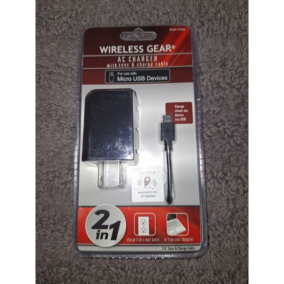 AC Charger With Sync & Charger Cable MICRO‎ USB DEVICES Black - Picture 1 of 4